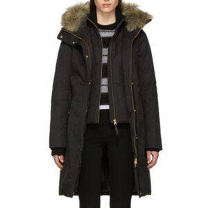 Mackage Harlowe Leather-Trim Down Coat - Black - Removable Fur